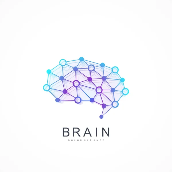 Idea creativa concepto diseño cerebro logotipo vector icono. Concepto de logo del cerebro de inteligencia artificial — Vector de stock