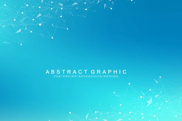 Molécula de fundo gráfico geométrico e comunicação. Grande complexo de dados com compostos. Cenário prospectivo. Matriz mínima. Visualização de dados digitais. Ilustração científica do vetor cibernético . — Vetor de Stock