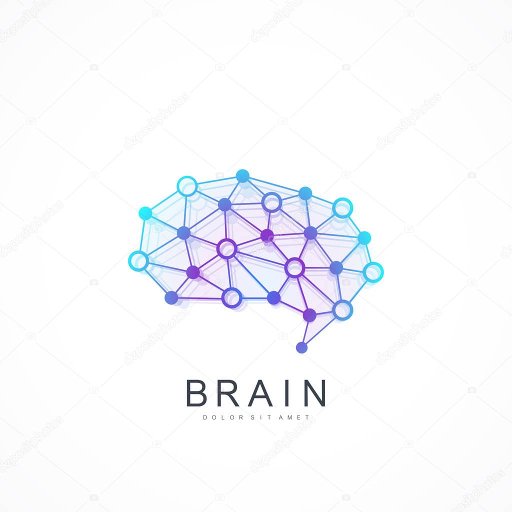 Creative idea concept design brain logotype vector icon. Artificial intelligence brain logo concept.