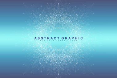 Büyük veri görselleştirme. Grafik arka plan yapay zeka ve makine öğrenimi. Perspektif zemin bir derinlik. Bileşikler içeren sanal en az dizi. Vektör çizim büyük veri.