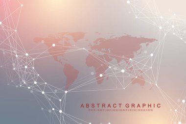 Bağlantılı çizgilerin ve noktaların geometrik arka plan. Yapay zeka arka plan. Molekül ve iletişim arka plan. Tasarımınız için grafik arka plan. Vektör çizim.