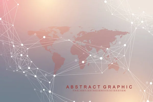 Fondo abstracto geométrico con líneas y puntos conectados. Información de inteligencia artificial. Antecedentes moleculares y de comunicación. Fondo gráfico para su diseño. Ilustración vectorial . — Vector de stock