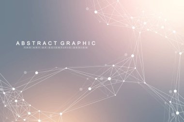 Bağlantılı çizgi ve noktalar ile teknoloji arka plan. Büyük veri görselleştirme. Perspektif zemin görselleştirme. Analitik ağlar. Vektör çizim.