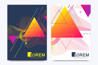 Modern vektör şablonu için broşür, broşür, el ilanı, ilan, kapak, afiş, katalog, dergi veya yıllık raporu. Üçgen arka plan doku tasarım poster, parlak çizgiler soyut ve vektör şekilleri.