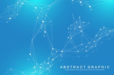 Bağlantılı çizgi ve noktalar ile teknoloji arka plan. Büyük veri görselleştirme. Perspektif zemin görselleştirme. Analitik ağlar. Vektör çizim.