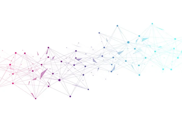 Tecnologia sfondo astratto con linea e punti collegati. Visualizzazione dei big data. Visualizzazione dello sfondo in prospettiva. Reti analitiche. Illustrazione vettoriale . — Vettoriale Stock