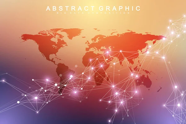 Geometric graphic background molecule and communication. Big data complex with compounds. Perspective backdrop. Minimal array. Digital data visualization. Scientific cybernetic vector illustration. — Stock Vector