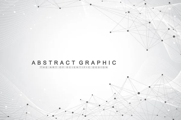 Technology Abstract Background Connected Line Dots Big Data Visualization Perspective — Stock Vector