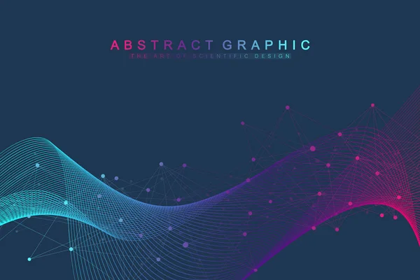 Ilustração vetorial científica engenharia genética e conceito de manipulação gênica. Hélice de DNA, cadeia de DNA, molécula ou átomo, neurônios. Estrutura abstrata para a ciência ou formação médica. Fluxo de onda —  Vetores de Stock