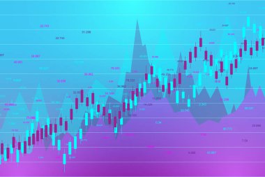 Borsa ve döviz. Borsa yatırım ticaret mum çubuk grafik grafik. Borsa verileri. Boğa noktası, grafik eğilim. Vektör çizim