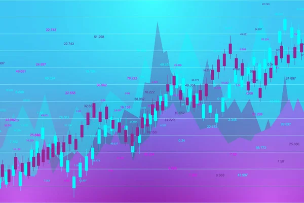 Mercado de ações e bolsa. Gráfico gráfico de vara de vela de negociação de investimento no mercado de ações. Dados do mercado de ações. Ponto alto, Tendência do gráfico. Ilustração vetorial —  Vetores de Stock