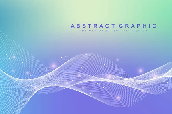 Ilustración de vectores científicos ingeniería genética y concepto de manipulación genética. Hélice de ADN, hebra de ADN, molécula o átomo, neuronas. Estructura abstracta para la ciencia o la formación médica. Flujo de onda — Vector de stock