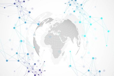 Geometrik grafik arka plan molekül ve iletişim. Büyük veri bileşikler ile karmaşık. Yapay zeka ve öğrenme kavramı makine. Bilimsel sibernetik vektör çizim