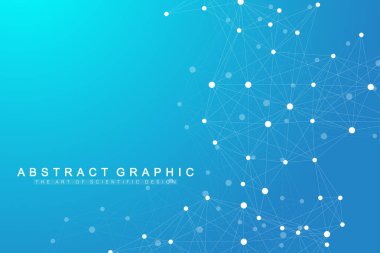 Bağlantılı çizgi ve noktalar ile geometrik arka plan. Ağ ve bağlantı arka plan tanıtımı için. Grafik poligonal arka plan. Bilimsel vektör çizim.