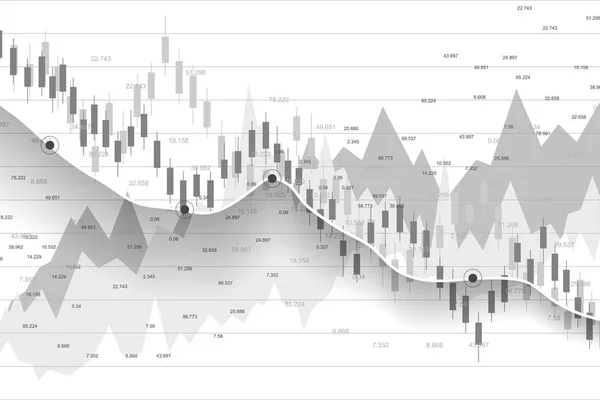 Mercato azionario e borsa. Business Candle stick grafico grafico del mercato azionario trading di investimenti. Dati di borsa. Punto rialzista, Trend del grafico. Illustrazione vettoriale — Vettoriale Stock