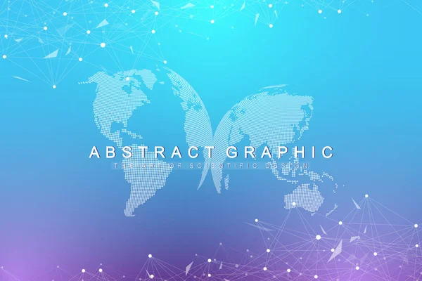 Visualización de macrodatos. Comunicación gráfica abstracta de fondo. Fondo de perspectiva. Arreglo mínimo. Visualización digital de datos. Representando el significado global e internacional. Ilustración vectorial — Vector de stock