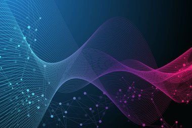 Bilimsel vektör çizim genetik mühendisliği ve gen manipülasyon kavramı. DNA sarmalı, Dna dizisi, molekül veya atom, nöronlar. Soyut yapı bilim ya da tıbbi geçmişi için. Dalga akışı