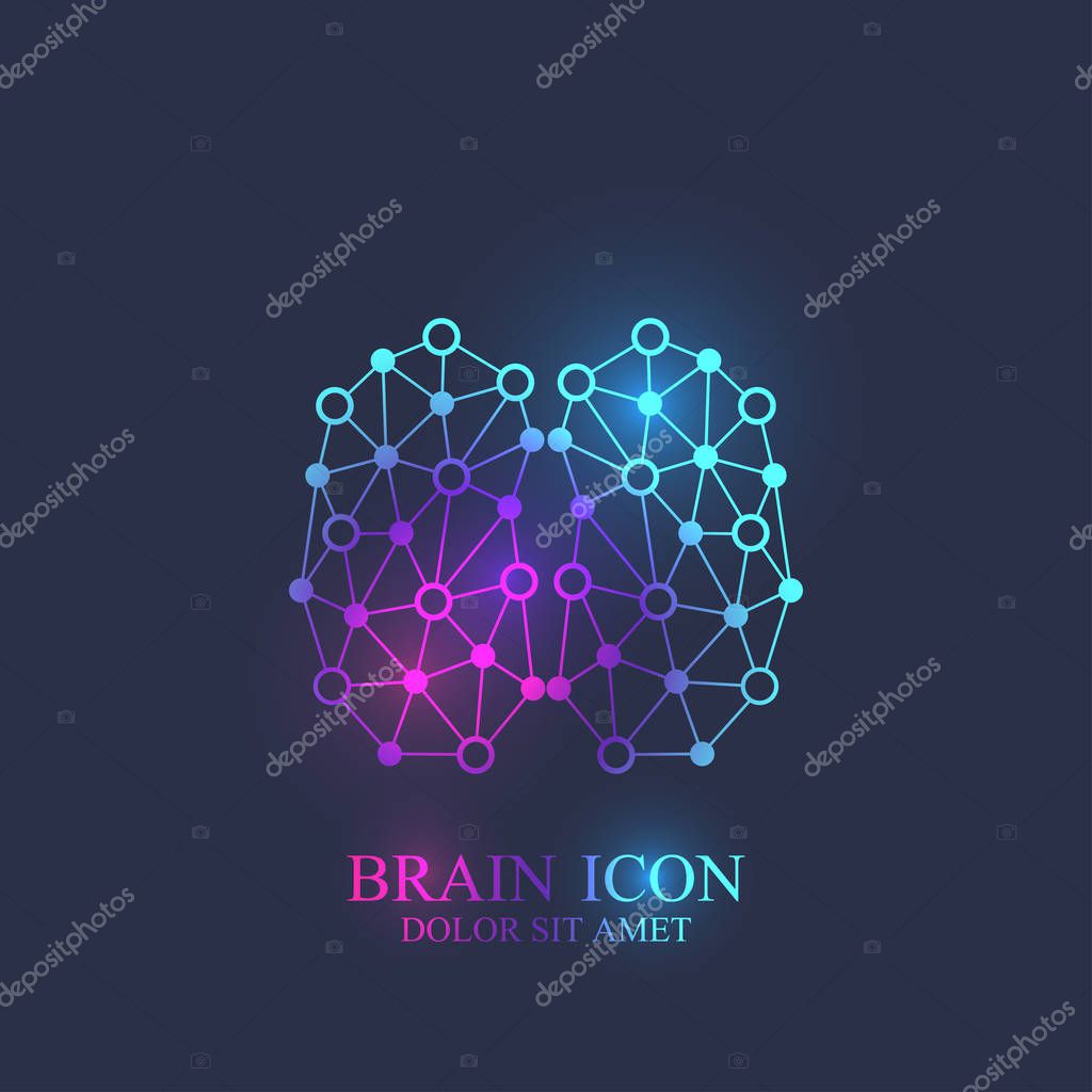 Creative brain logotype concept design. Abstract brain vector icon, sign, symbol. Artificial intelligence brain logo concept