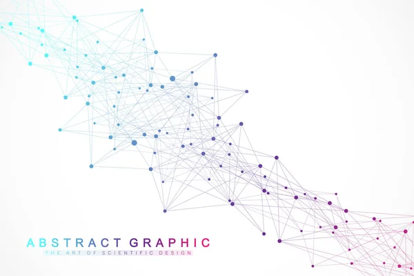 Geometric abstract background with connected line and dots. Network and connection background for your presentation. Graphic polygonal background. Scientific vector illustration. — Stock Vector