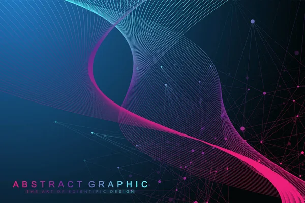 Ilustração vetorial científica engenharia genética e conceito de manipulação gênica. Hélice de DNA, cadeia de DNA, molécula ou átomo, neurônios. Estrutura abstrata para a ciência ou formação médica. Fluxo de onda . — Vetor de Stock