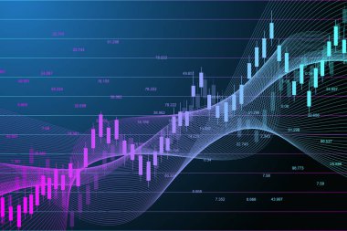 Borsa veya forex ticaret graph grafiği finansal yatırım kavramı için uygun. Ekonomi eğilimleri arka plan iş fikri için. Soyut Finans arka plan. Vektör çizim