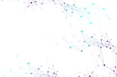 Bilimsel vektör çizim genetik mühendisliği ve gen manipülasyon kavramı. DNA sarmalı, Dna dizisi, molekül veya atom, nöronlar. Soyut yapı bilim ya da tıbbi geçmişi için. Dalga akışı