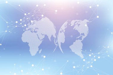 Bağlantılı çizgi ve noktalar ile teknoloji arka plan. Büyük veri görselleştirme. Yapay zeka ve öğrenme kavramı arka plan makine. Analitik ağlar. Vektör çizim