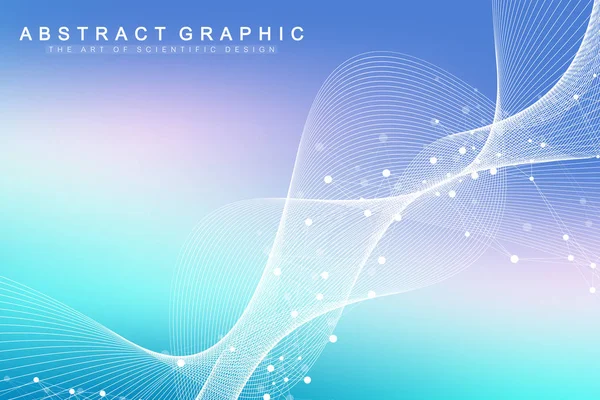 Ilustración de vectores científicos ingeniería genética y concepto de manipulación genética. Hélice de ADN, hebra de ADN, molécula o átomo, neuronas. Estructura abstracta para la ciencia o la formación médica. Flujo de onda — Vector de stock