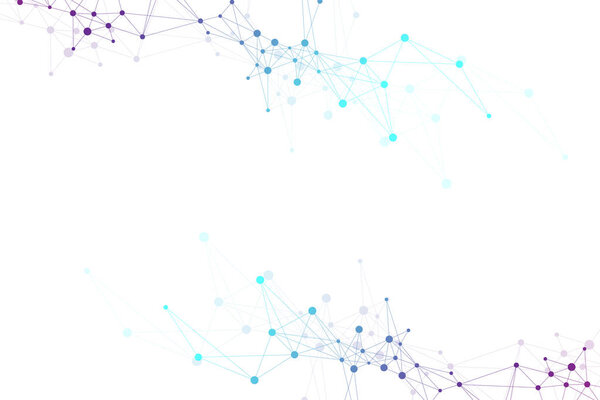 Геометрический абстрактный фон с связной линией и точками. Сетевой фон и фон подключения для презентации. Графический многоугольный фон. Научная векторная иллюстрация
.