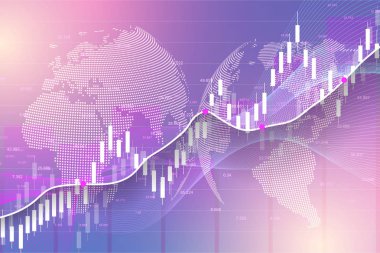 Borsa veya forex ticaret graph grafiği finansal yatırım kavramı için uygun. Ekonomi eğilimleri arka plan iş fikri için. Soyut Finans arka plan. Vektör çizim