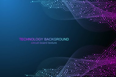 Elektronik devre elemanları ile bilgisayar anakart vektör arka plan. Bilgisayar teknolojisi, mühendislik kavramı için elektronik dokusu. Anakart entegre akış dalga illüstrasyon, bilgi işlem