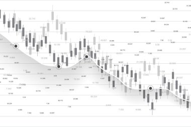 Borsa ve borsa. Business Candle borsa yatırım ticaretinin grafik çizelgesi. Borsa verileri. Tam isabet, grafiğin gidişatı. Vektör illüstrasyonu