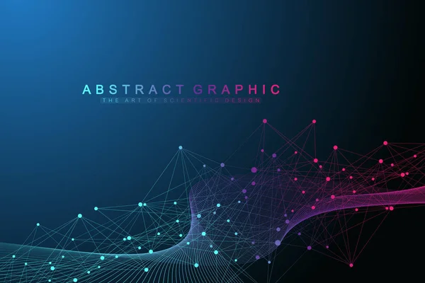 Tecnologia de fundo abstrato com linha conectada e pontos. Visualização de Big Data. Visualização prospectiva de cenários. Redes analíticas. Ilustração vetorial —  Vetores de Stock