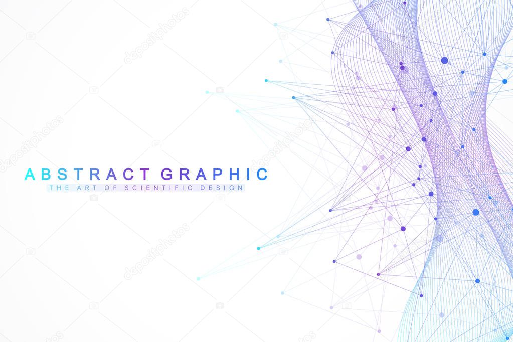 Technology abstract background with connected line and dots. Big data visualization. Artificial Intelligence and Machine Learning Concept Background. Analytical networks. Vector illustration.