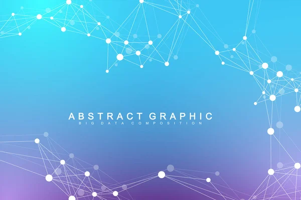 Geometrischer abstrakter Hintergrund mit verbundenen Linien und Punkten. Netzwerk und Verbindungshintergrund für Ihre Präsentation. grafischer polygonaler Hintergrund. wissenschaftliche Vektorillustration — Stockvektor