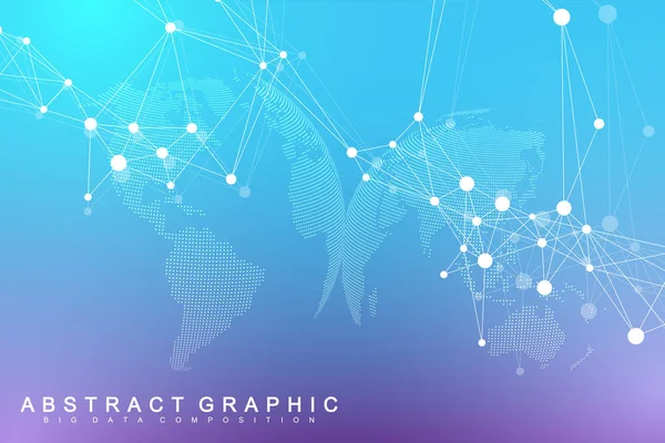 Visualización de macrodatos. Comunicación gráfica abstracta de fondo. Visualización del telón de fondo. Visualización analítica de la red. Ilustración vectorial . — Vector de stock