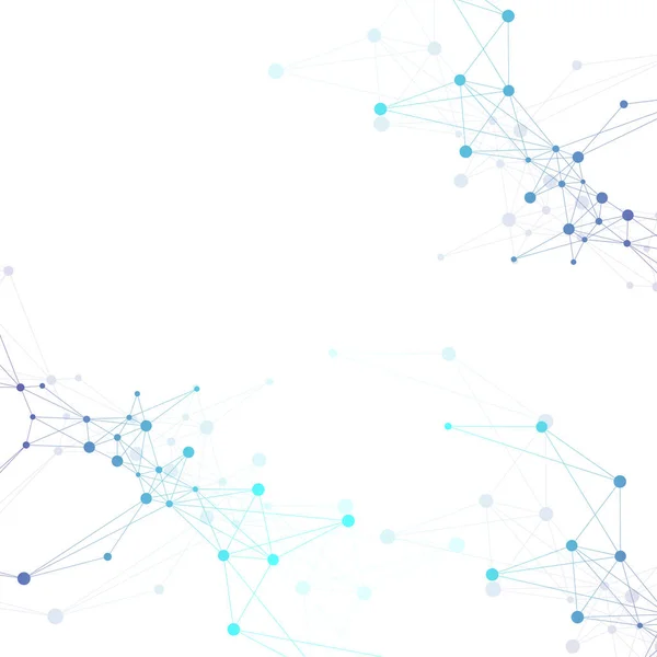 接続回線とドットの幾何学的な抽象的な背景。プレゼンテーションのネットワークと接続の背景。グラフィックのポリゴン背景。科学的なベクトル図 — ストックベクタ