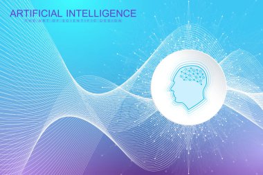 Yapay zeka logosu. Yapay zeka ve makine öğrenme konsepti. Vektör sembolü Ai. Nöral ağlar ve başka bir modern teknolojiler kavramları. Teknoloji Sci-Fi kavramı, Hi Tech
