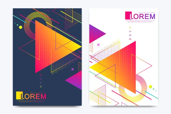 Modern vector template for brochure, Leaflet, flyer, advert, cover, banner, catalog, magazine or annual report. Abstract triangle background texture design poster, Bright stripes and vector shapes. — Stock Vector