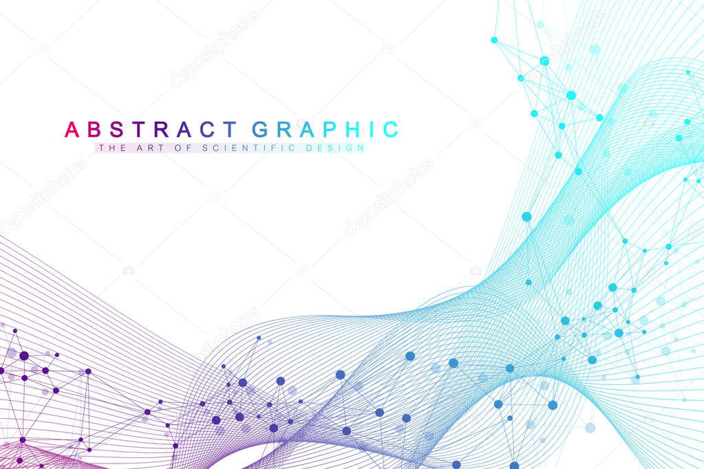 Technology abstract background with connected line and dots. Big data visualization. Artificial Intelligence and Machine Learning Concept Background. Analytical networks. Vector illustration