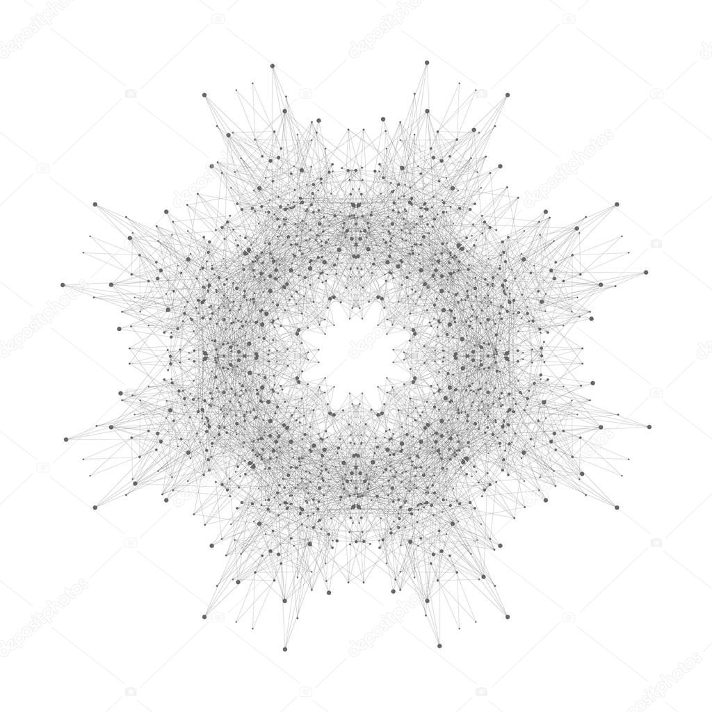 Quantum computer technology concept. Sphere explosion background. Deep learning artificial intelligence. Big data algorithms visualization. Waves flow. Quantum explosion, vector illustration.