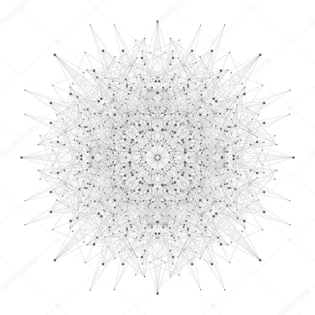 Technology abstract background with connected line and dots. Big data visualization. Artificial Intelligence and Machine Learning Concept Background. Analytical networks. Vector illustration