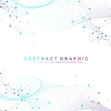 Bilimsel vektör çizim genetik mühendisliği ve gen manipülasyon kavramı. DNA sarmalı, Dna dizisi, molekül veya atom, nöronlar. Soyut yapı bilim ya da tıbbi geçmişi için. Dalga akışı