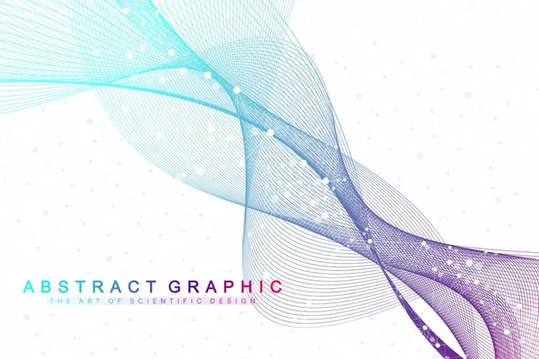 Bilimsel vektör çizim genetik mühendisliği ve gen manipülasyon kavramı. DNA sarmalı, Dna dizisi, molekül veya atom, nöronlar. Soyut yapı bilim ya da tıbbi geçmişi için. Dalga akışı