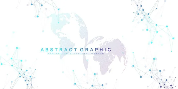 Fundo abstrato geométrico com linha conectada e pontos. Rede e conexão de fundo para sua apresentação. Fundo poligonal gráfico. Ilustração do vetor científico — Vetor de Stock