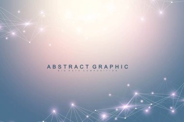 Geometrik grafik arka plan molekül ve iletişim. Noktalarla bağlantılı çizgiler. Minimalizm kaotik illüstrasyon arka plan. Bilim, kimya, biyoloji, tıp, teknoloji vektörü kavramı