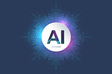 Yapay zeka logosu. Yapay zeka ve makine öğrenme konsepti. Vektör sembolü Ai. Nöral ağlar ve başka bir modern teknolojiler kavramları. Teknoloji Sci-Fi kavramı, Hi Tech
