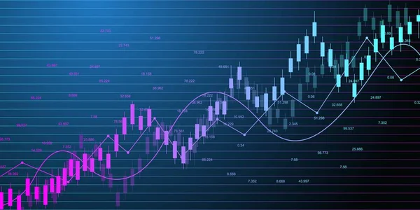 Wykres giełdowy lub Forex Trading Chart dla biznesu i koncepcji finansowych. Dane giełdowe. Uparty punkt, Trend wykresu. Ilustracja wektorowa — Wektor stockowy