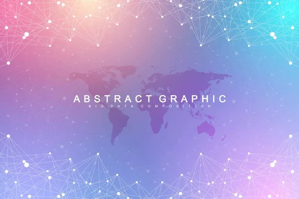 Büyük veri görselleştirme. Geometrik grafik arka plan molekül ve iletişim. Genel ağ bağlantısı. Noktalarla bağlantılı çizgiler. Minimalizm kaotik illüstrasyon arka plan. Vektör Illustration. — Stok Vektör