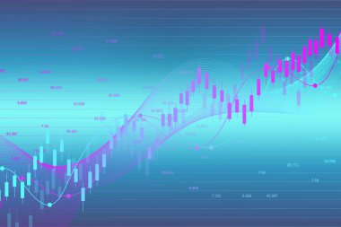 İş ve finansal kavramlar için hisse senedi piyasası grafik veya Forex ticaret şeması. Borsa verileri. Boğa noktası, grafik trend. Vektör Illustration